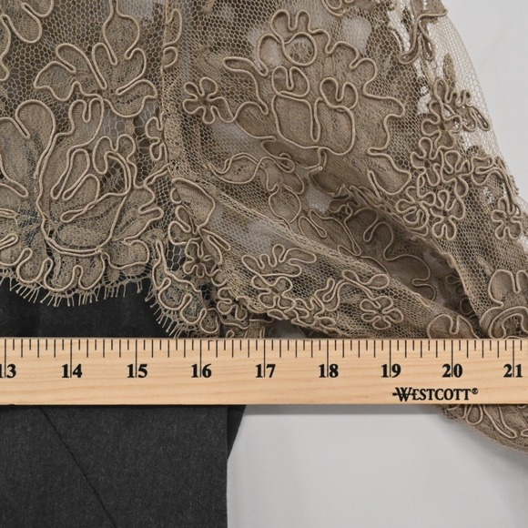 Shannon McLean Lace Bell Sleeve Dress Womens Size S Taupe Black Whimsical - Picture 4 of 13